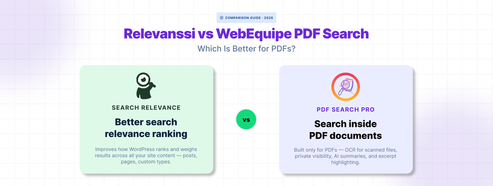 Relevanssi vs WebEquipe PDF Search: Which Is Better for PDFs?